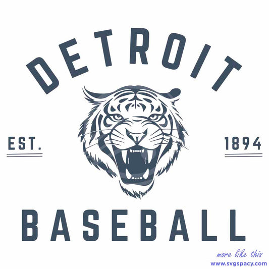Detroit Baseball Est 1894 Tiger Logo SVG
