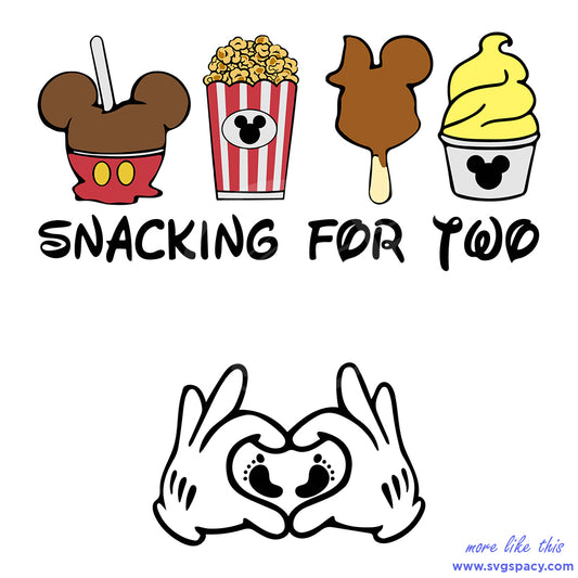 Disney Snacking For Two Pregnancy Announcement SVG