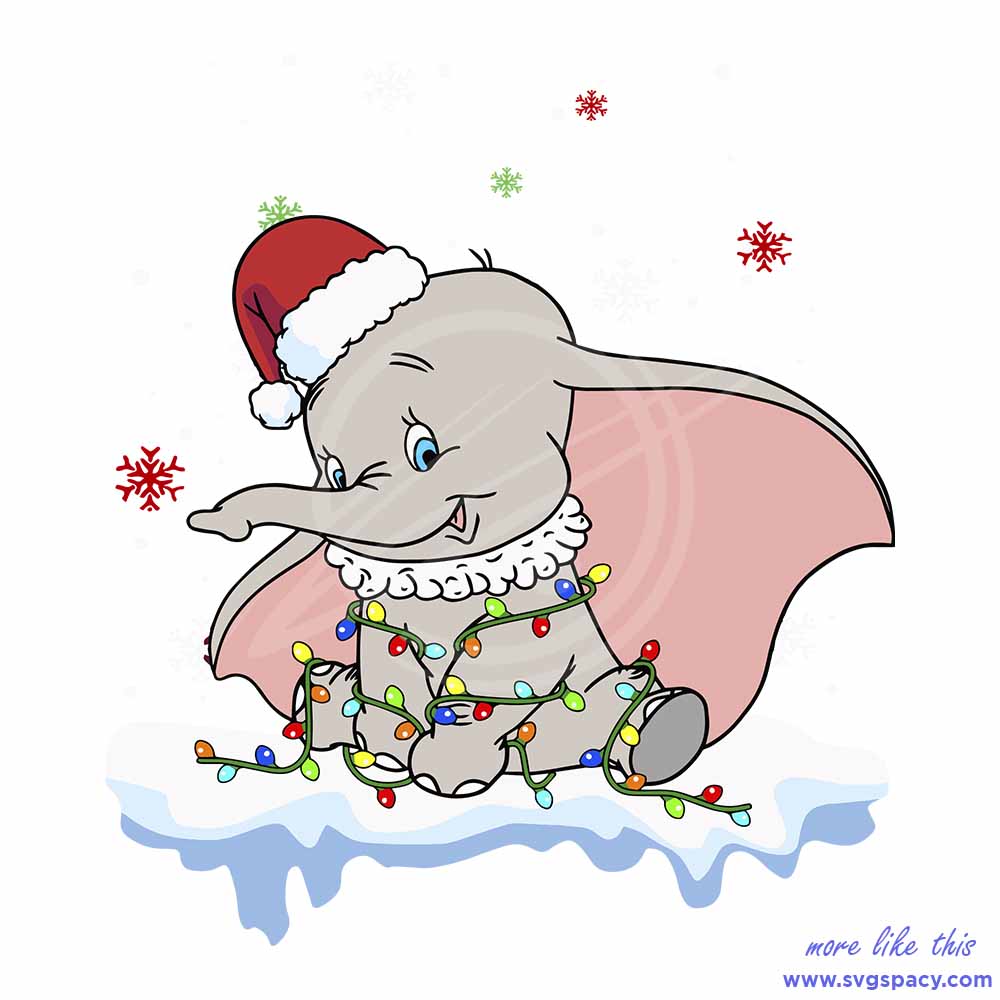 Dumbo Santa Christmas Lights SVG Disney Xmas File