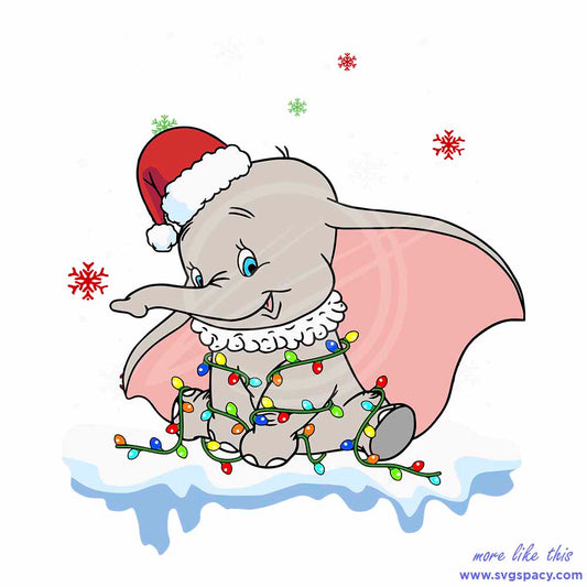 Dumbo Santa Christmas Lights SVG Disney Xmas File