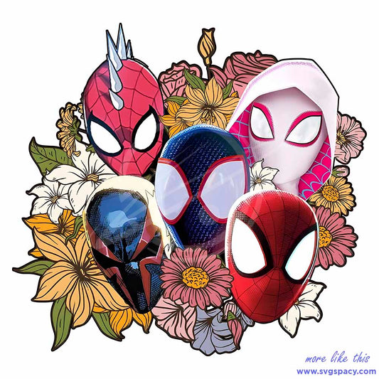 Floral Spider Man Face Across PNG