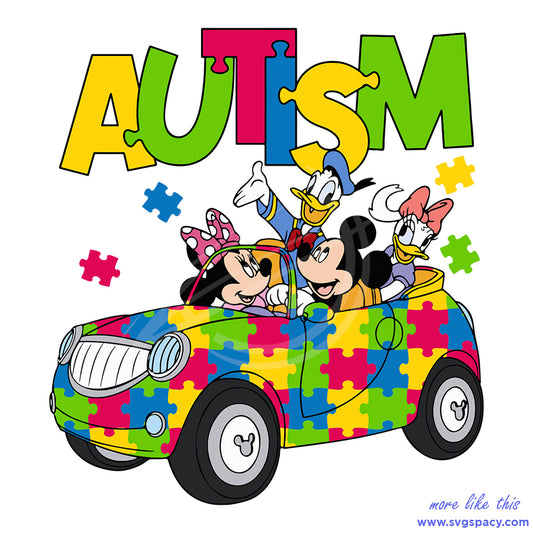 Funny Autism Truck Disney Friends SVG