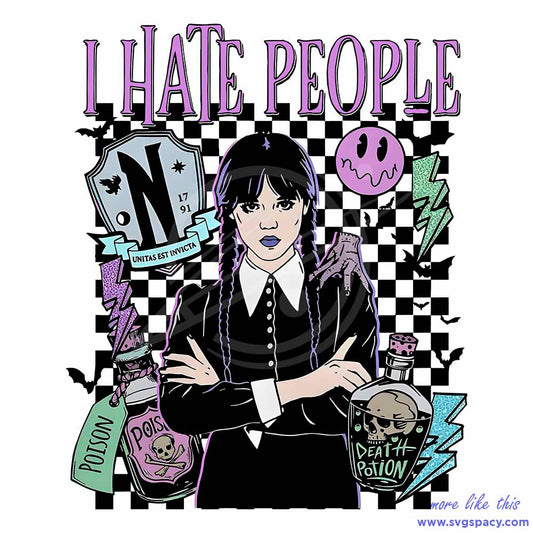 I Hate People Wednesday Addams PNG