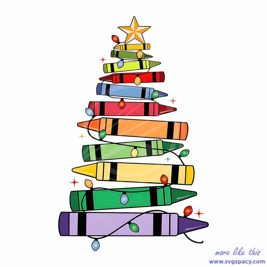Merry Xmas Teacher Crayon PNG Christmas Tree File