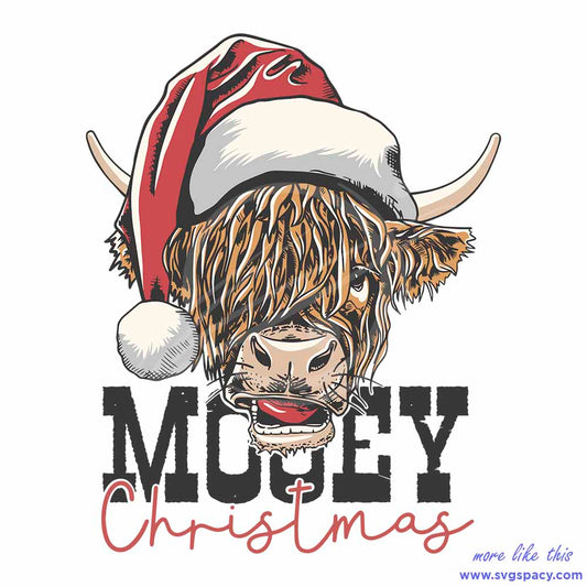 Mooey Christmas Cow Western SVG Digital File