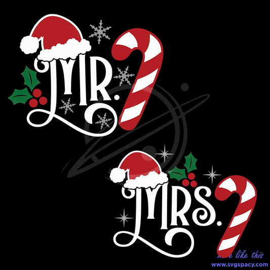 Mr And Mrs Couple Christmas Hat SVG