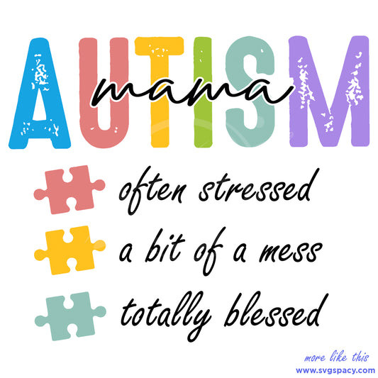 Retro Autism Mama Offten Stressed SVG