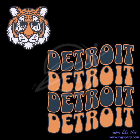 Retro Detroit Baseball Tiger Logo MLB Team SVG