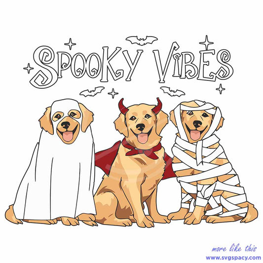 Spooky Vibes Golden Ghost Dog SVG