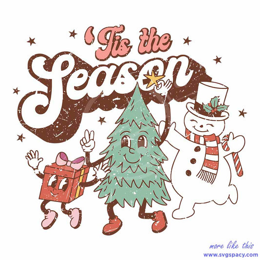 Tis the Season With Snowman SVG Merry Xmas File